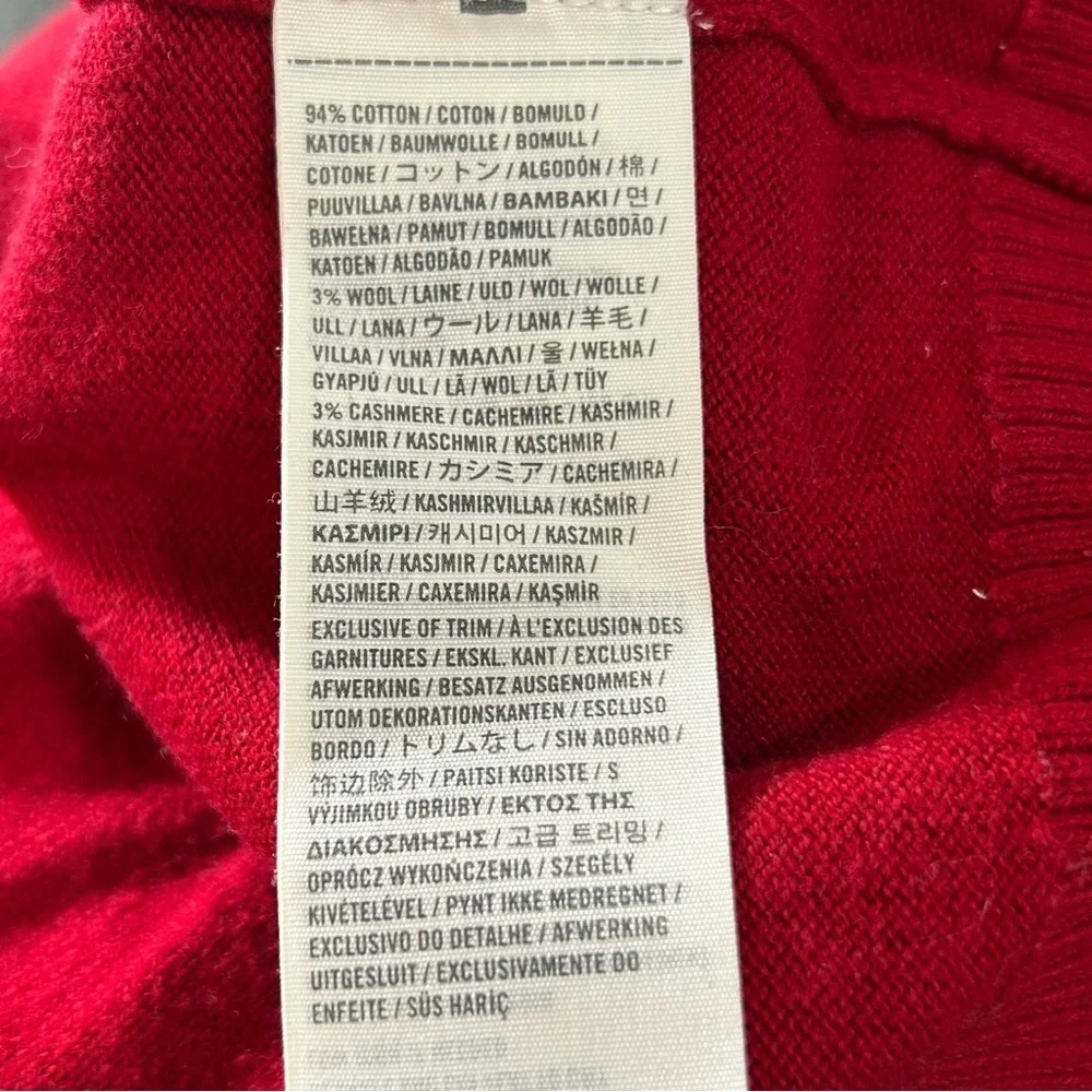 Abercrombie & Fitch V-Neck Sweater Men's Cotton Wool Cashmere Red White Medium